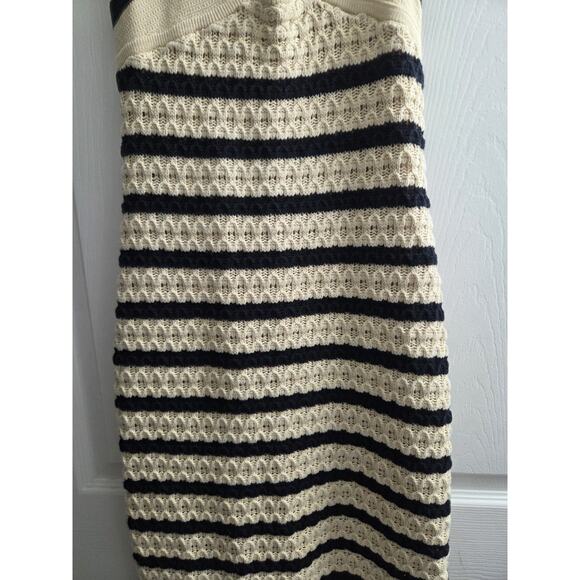 House of Harlow 1960 Crochet Beige Black Stripe Lined Halter Maxi Dress Small - Picture 3 of 12